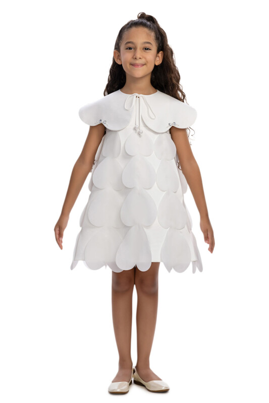 Ecru Girls Petal Layered Dress with Removable Collar 3-7 AGE 36134PR - Clothes (1)