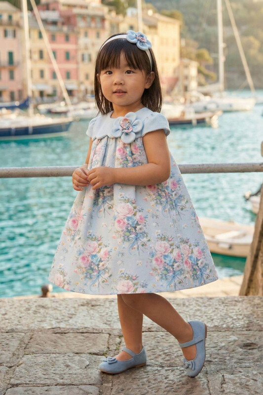 Blue Baby Girls Floral Print Dress with Headband 6-24 MONTH 36197PR - Clothes