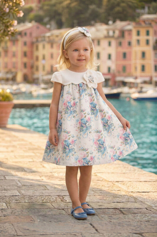 Ecru Baby Girls Floral Print Dress with Headband 6-24 MONTH 36197PR 