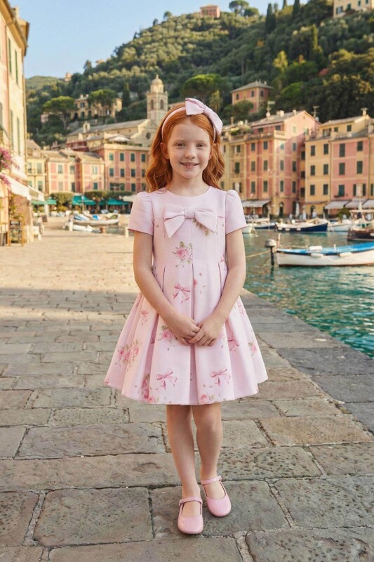 Powder Girls Print Bow Dress & Headband 3-7 AGE 36192PR 