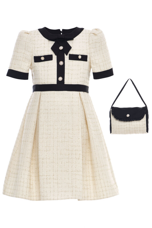 Black GirlsTweed Dress with Matching Bag 8-15 AGE 36278PR - Clothes (1)