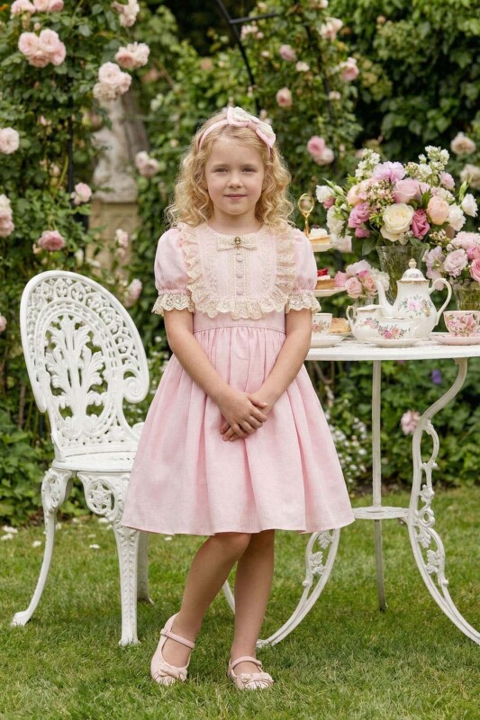 Powder Vintage-Inspired Lace Detailed Dress with Headband 3-7 AGE 36403PR - Clothes