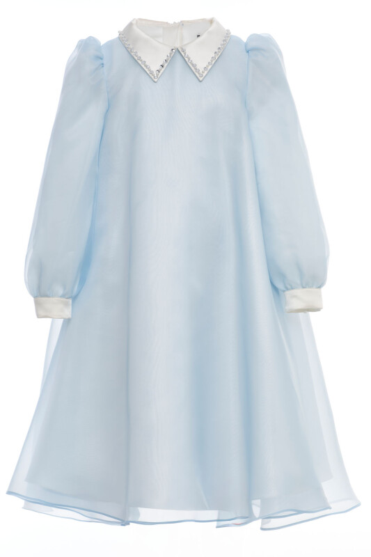 Blue Girls Chiffon A-Line Dress with Beaded Satin Collar 8-15 AGE 36391PR - Clothes (1)