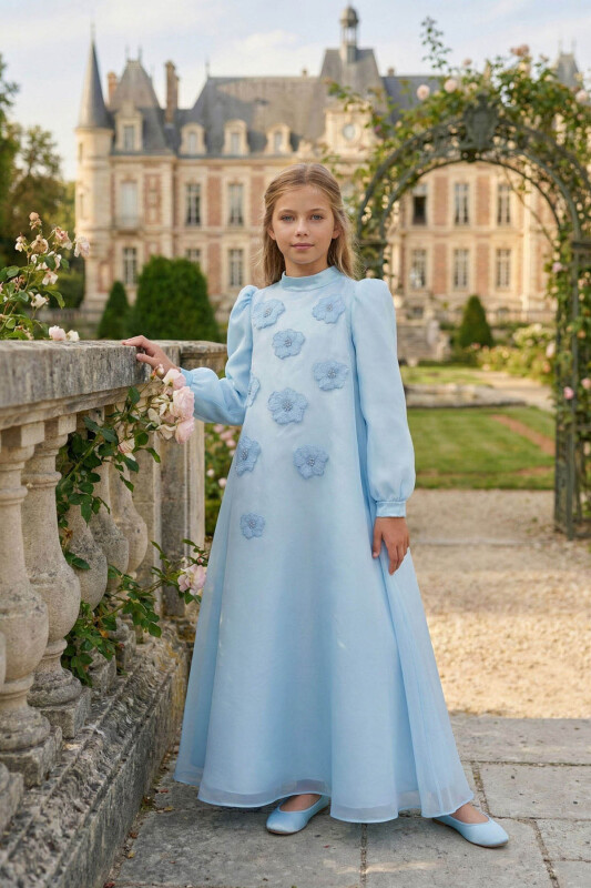 Blue Girls Long Sleeve Dress 8-15 AGE 36381PR 