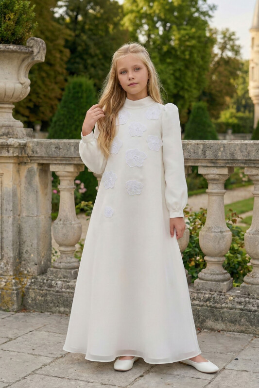 Ecru Girls Long Sleeve Dress 8-15 AGE 36381PR - Clothes