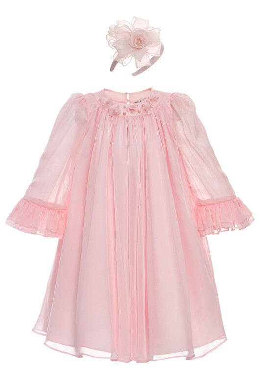 Powder Chiffon Swing Dress with Pearl Flower Headband 3-7 AGE 36411PR - Clothes (1)