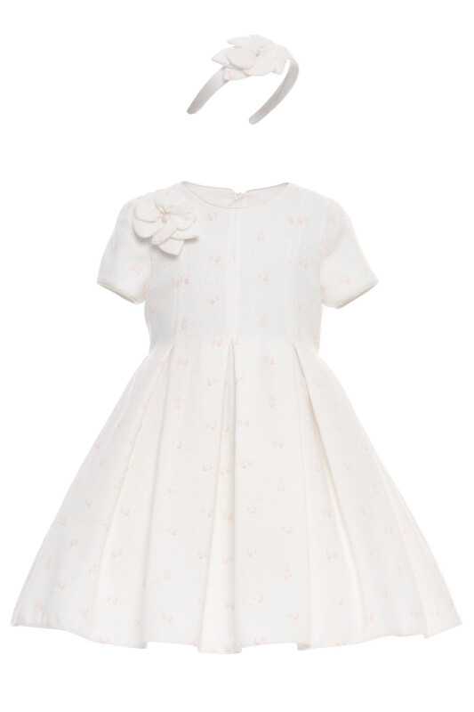 Ecru Girls Textured Flower Dress & Headband 3-7 AGE 36176PR - Clothes (1)