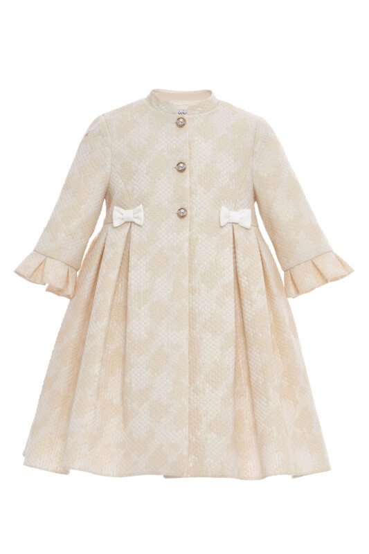 Beige Grils Dress with Long Jacquard Coat Set 3-7 AGE 36295PR - Clothes (1)