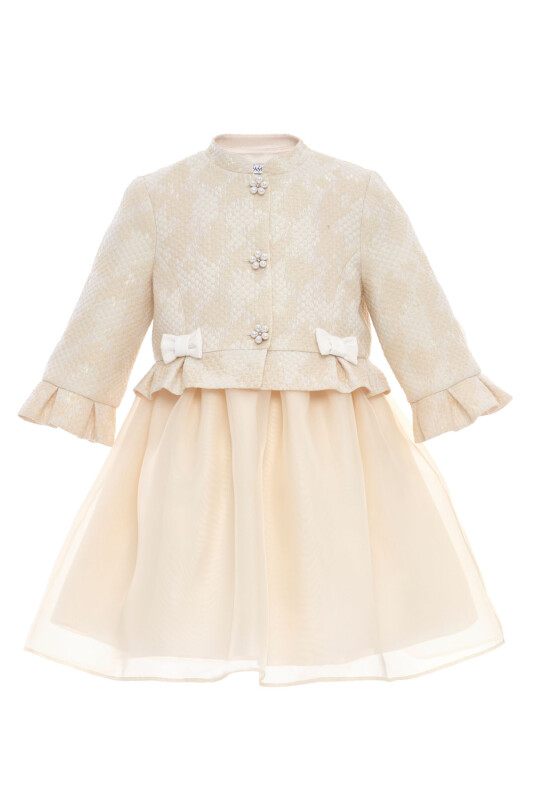Beige Girls Jacquard Jacket & Organza Dress Set 3-7 AGE 36294PR - Clothes (1)
