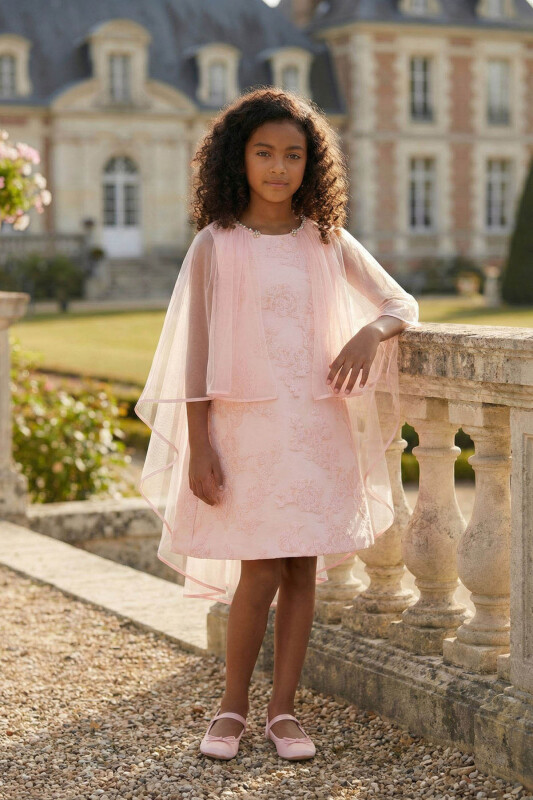 Powder Girls’ Jacquard A-Line Dress with Cape 8-15 AGE 36146PR 