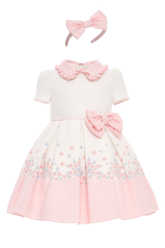 Powder Girls Floral Jacquard Dress with Bow Headband 3-7 AGE 36186PR - Clothes (1)