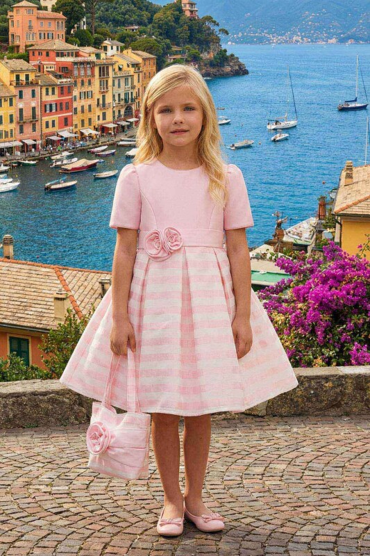 Powder Girls Striped Party Dress with Matching Bag 3-7 AGE 36179PR 