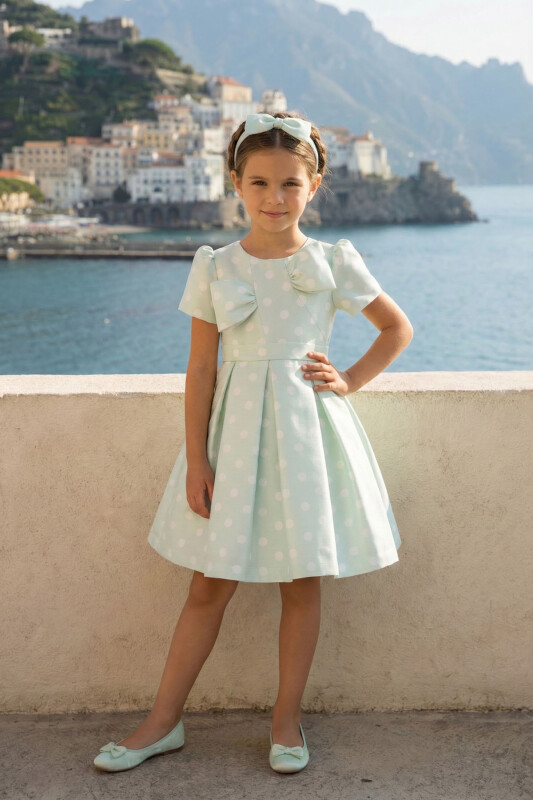 Mint Girls Polka Dot Dress & Headband Set 3-7 AGE 36181PR - Clothes