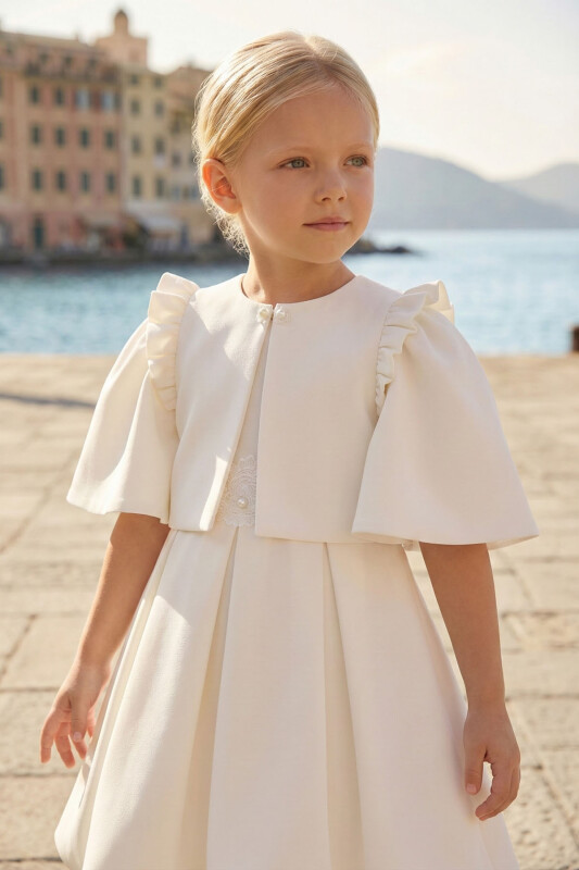 Ecru Girls Ruffle Shoulder Bolero 3-7 AGE 36452PR - Clothes