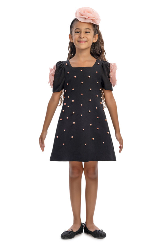 Black Girls Pearl Flower Sleeve Dress 3-7 AGE 36129PR - Clothes (1)