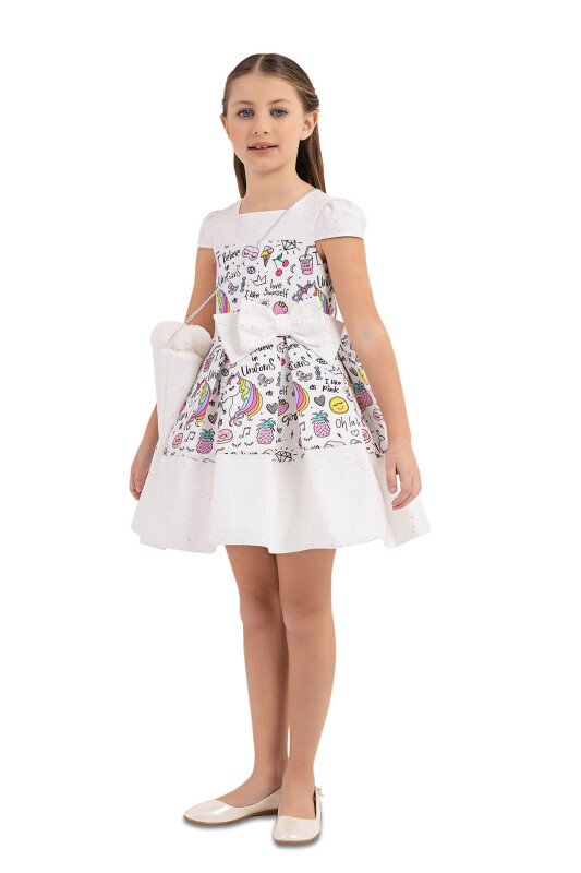 Ecru Unicorn dress for girls 4-8 AGE 33332PR - Clothes (1)
