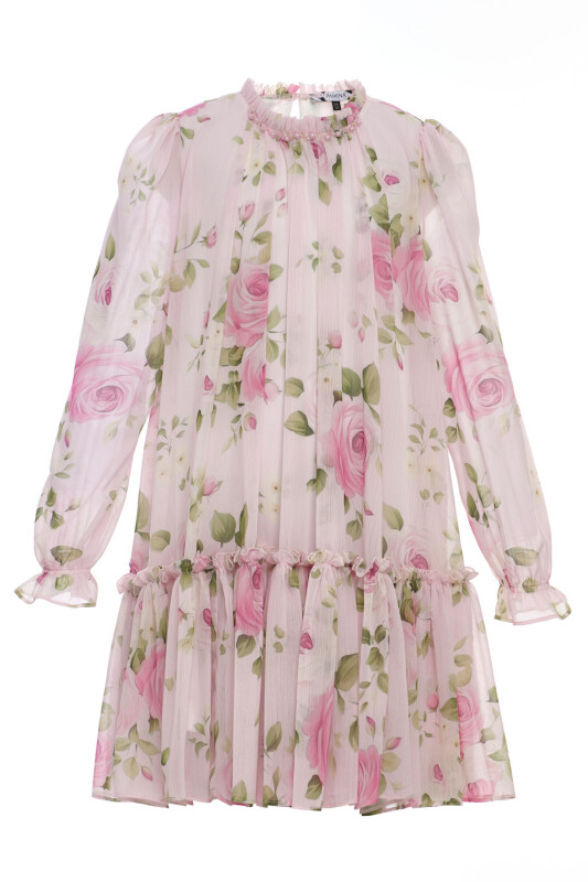 Pink Girls Long Sleeve Chiffon Dress 8-15 AGE 36233PR - Clothes (1)