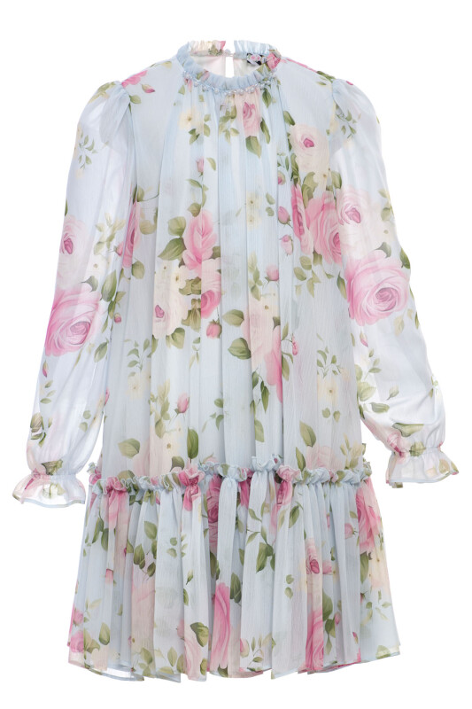 Blue Girls Long Sleeve Chiffon Dress 8-15 AGE 36233PR - Clothes (1)