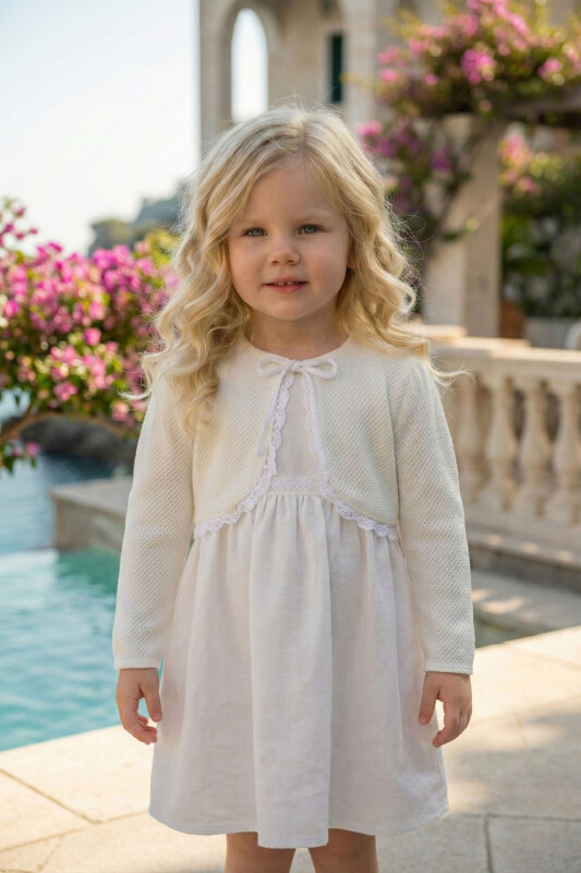 Ecru Baby Knit Bolero with Crochet Trim 6-24 MONTH 36454PR - Clothes (1)