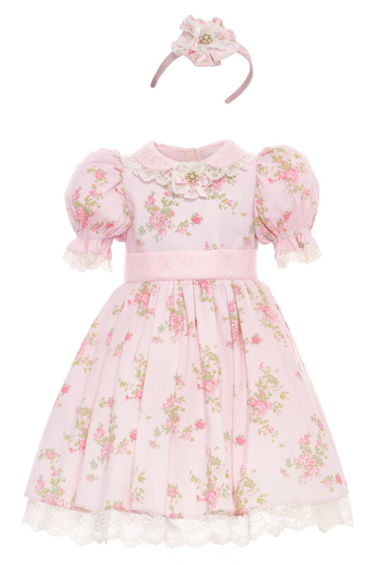 Powder Vintage-Inspired Floral Dress with Headband 3-7 AGE 36374PR - Clothes (1)