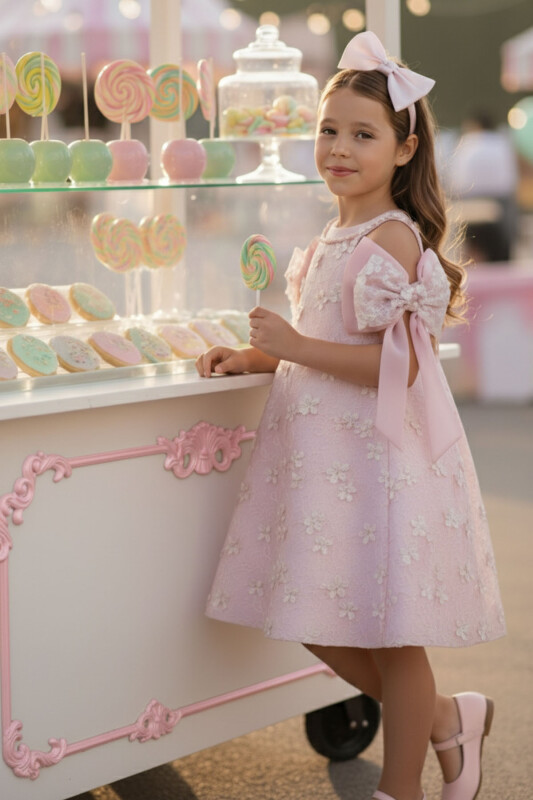 Powder Girls Lace Bow Shoulder Dress 3-7 AGE 36062PR 