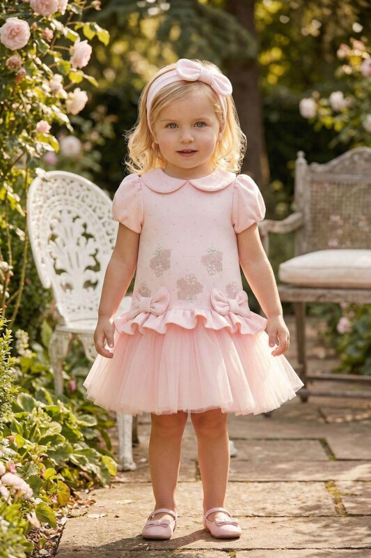 Powder Baby Girls Bow Detail Tulle Dress & Headband 6-24 MONTH 36170PR - Clothes