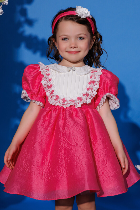 Fuchsia Baby Girl Dress with Hair Accessory 6-24 MONTH 35359PR - Clothes