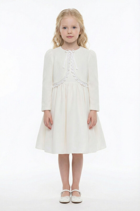 Ecru Bolero with Crochet Trim 3-7 AGE 36456PR - Clothes (1)