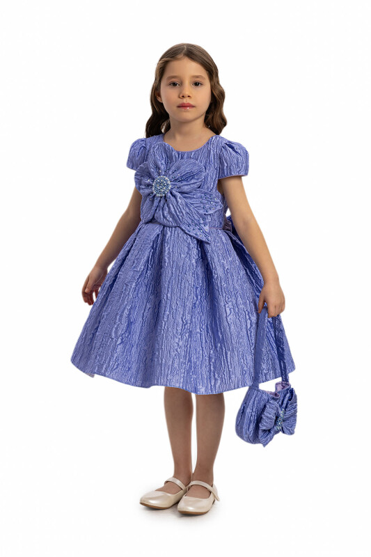 Purple Textured Dress with Matching Bag 3-7 AGE 35443PR - Clothes (1)