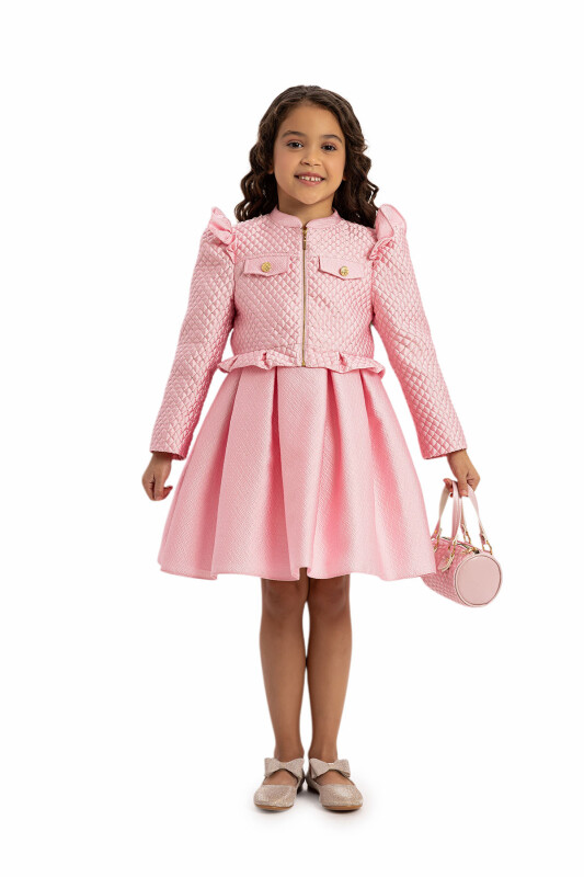Pink Chic Dress with Matching Jacket and Bag 3-7 AGE 35391PR - Clothes (1)