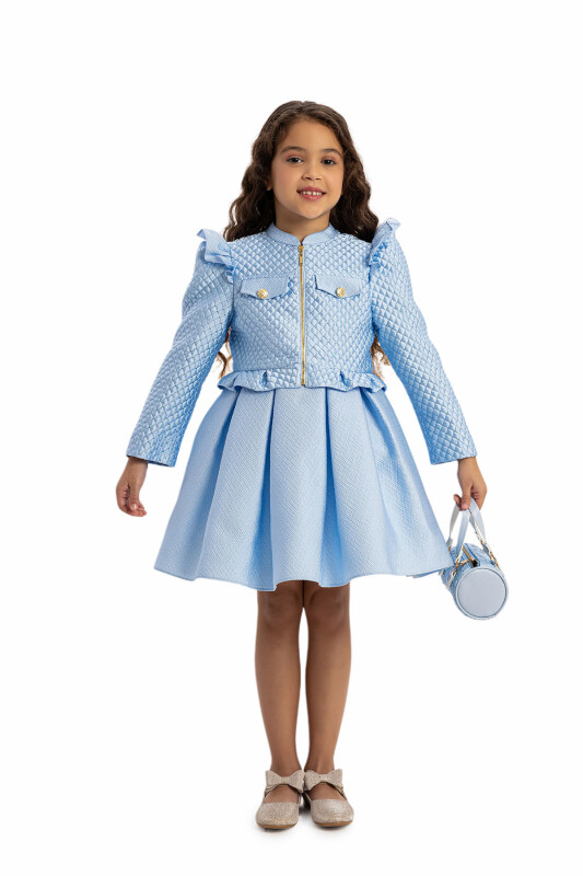 Blue Chic Dress with Matching Jacket and Bag 3-7 AGE 35391PR - Clothes (1)