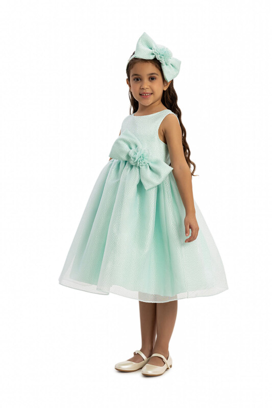 Mint Bow Dress with Hair Accessory 3-7 AGE 35347PR - Clothes (1)