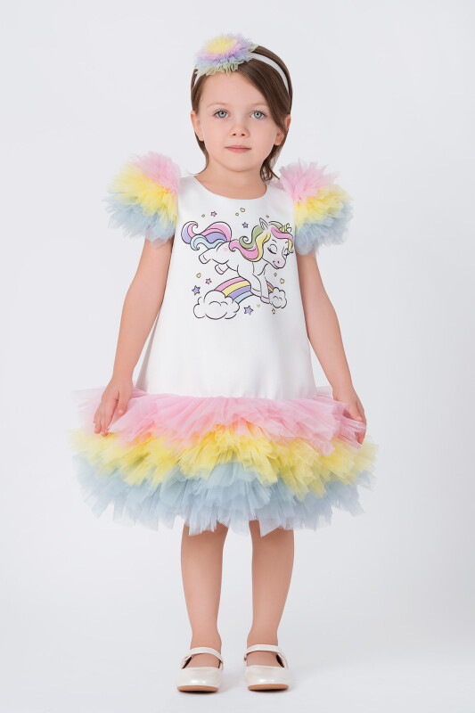 Ecru Girls Unicorn Party Dress 6-24 MONTH 35039PR - Clothes