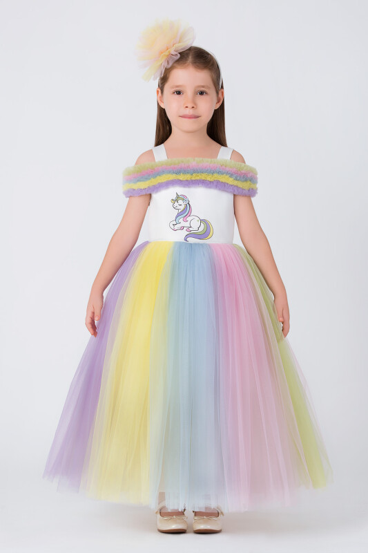 Ecru Girls Unicorn Party Dress 3-7 AGE 35045PR - Clothes