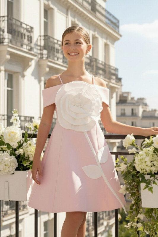 Powder Girls 3D Rose Detail Dress 8-15 AGE 36093PR - Clothes