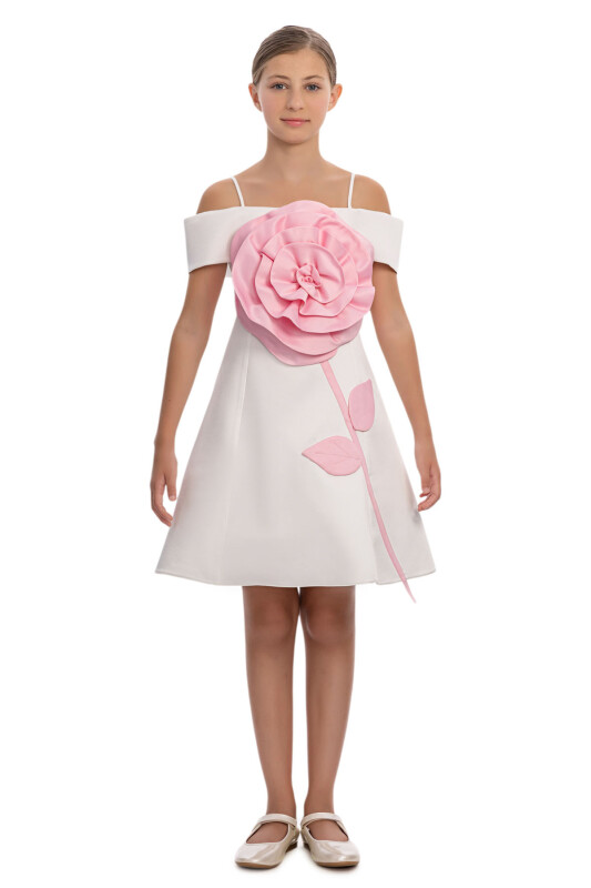 Ecru Girls 3D Rose Detail Dress 8-15 AGE 36093PR - Clothes (1)