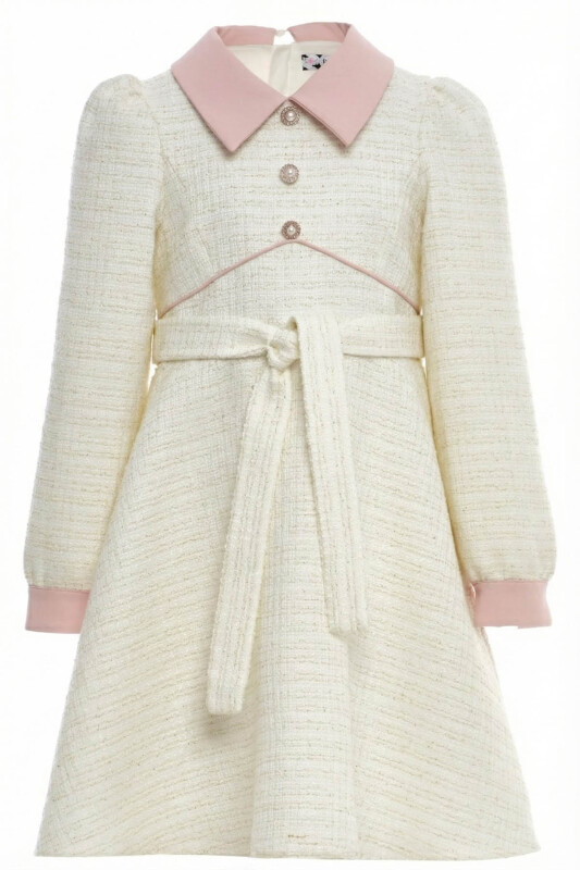 Powder Girls Elegant Tweed Dress with Contrast Collar 8-15 AGE 36398PR - Clothes (1)