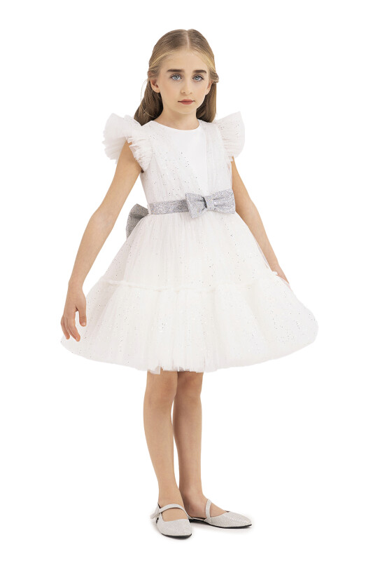 Ecru Ruffled Dress for Girls 4-8 AGE 33196PR - Clothes (1)