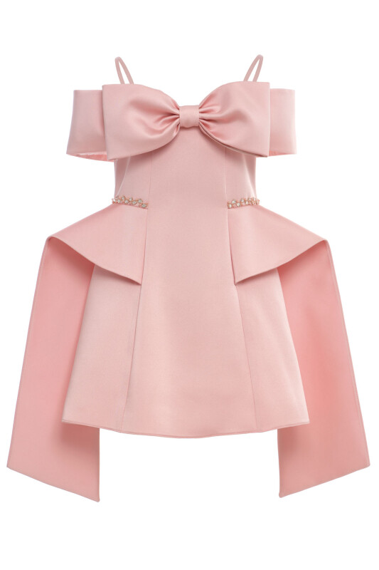 Powder Girls Satin Bow Shoulder Dress with Overskirt Detail 8-15 AGE 36104PR - Clothes (1)