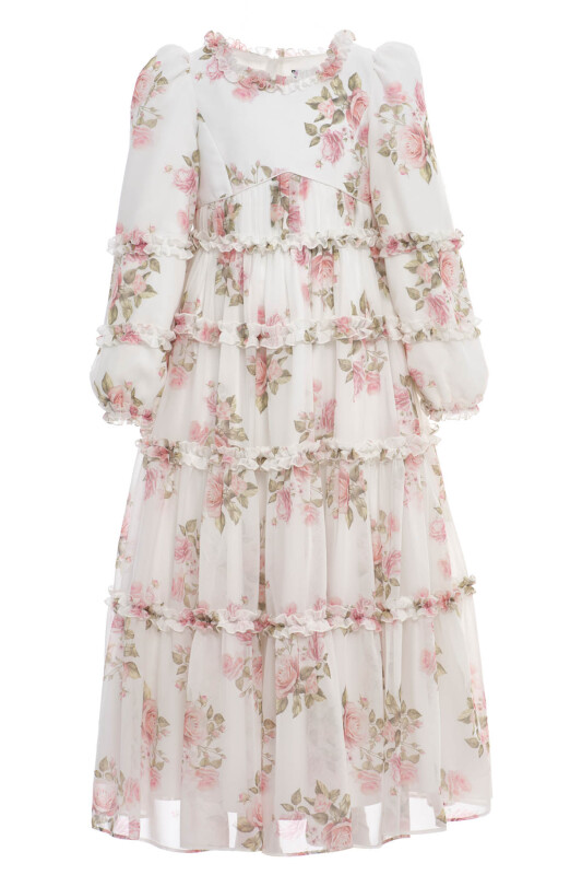 Ecru Girls Romantic Tiered Floral Maxi Dress with Ruffles 8-15 AGE 36396PR - Clothes (1)