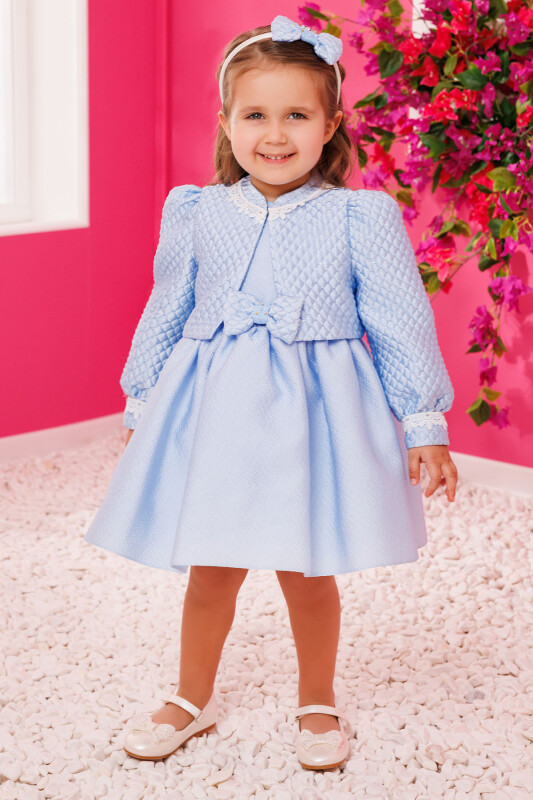 Blue Baby Dress with Jacket and Hair Accessory 6-24 MONTH 35399PR - Clothes