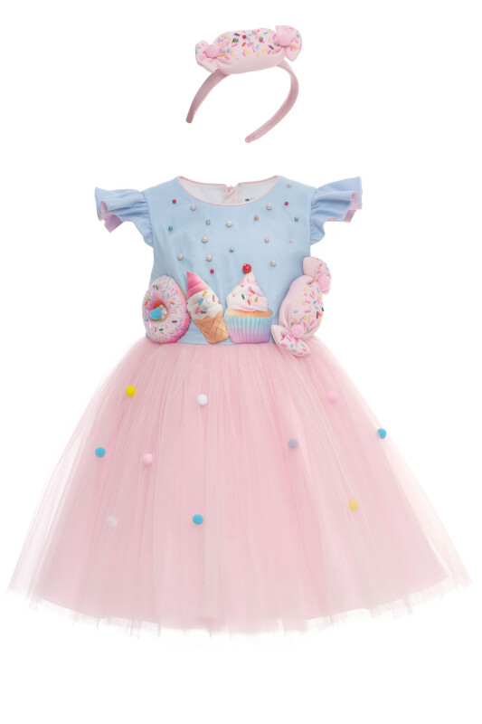 Powder Girls’ Sweet Treats Tulle Dress with Donut & Ice Cream Appliqués + Headband 3-7 AGE 36092PR - Clothes (1)