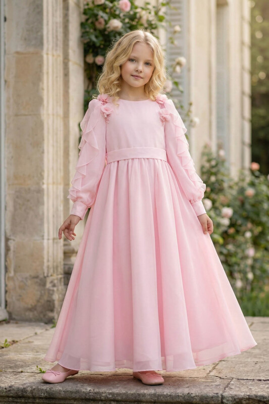 Powder Girls Long Chiffon Dress 8-15 AGE 36382PR - Clothes