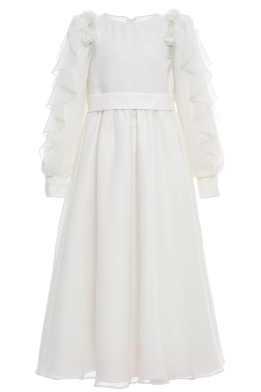Ecru Girls Long Chiffon Dress 8-15 AGE 36382PR - Clothes (1)