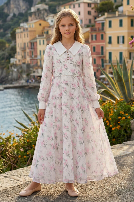 Pink Girls Floral Long Dress 8-15 AGE 36386PR 