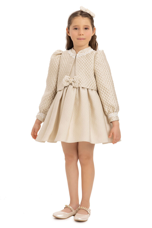 Beige Baby Dress with Jacket and Hair Accessory 6-24 MONTH 35399PR - Clothes (1)