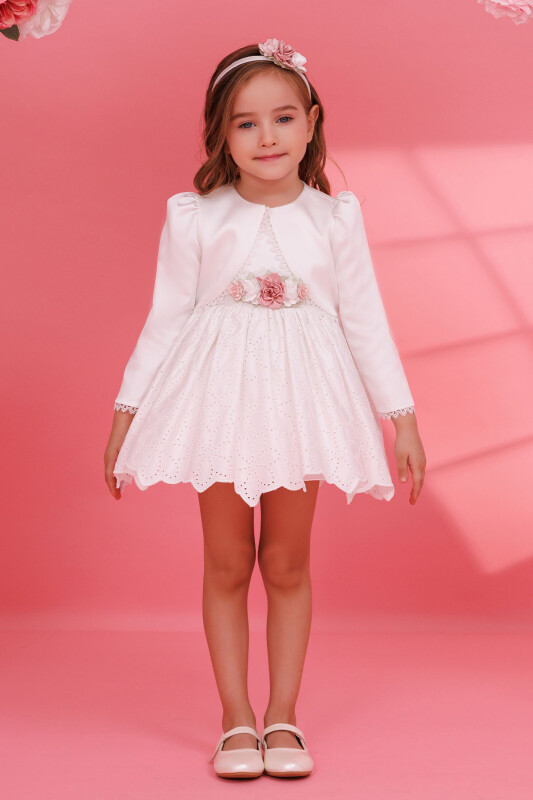 Ecru Baby Dress with Bolero and Hair Accessory 6-24 MONTH 35371PR 