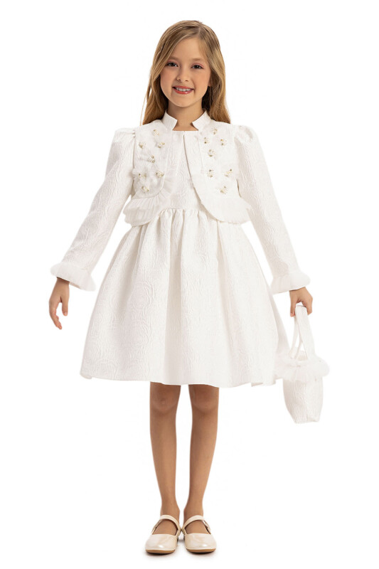 Ecru Girls Set with Bolero and Matching Bag 3-7 AGE 35379PR 