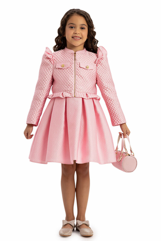 Pink Chic Dress with Matching Jacket and Bag 3-7 AGE 35391PR - Clothes (1)