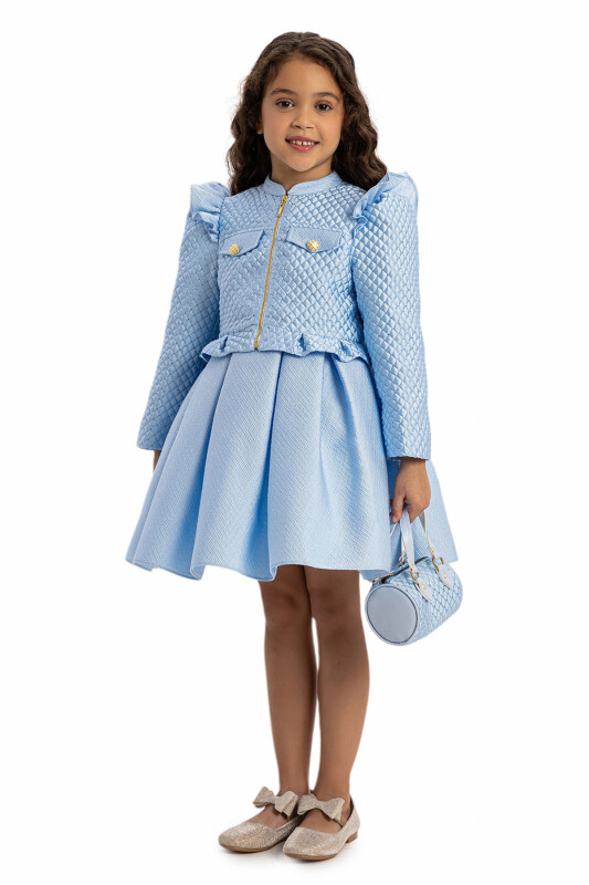 Blue Chic Dress with Matching Jacket and Bag 3-7 AGE 35391PR - Clothes (1)